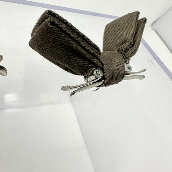 Vintage Royal Rust Resistant Clip On Bow Ties Corduroy Preppy Navy Blue Red Gray - Picture 12 of 13